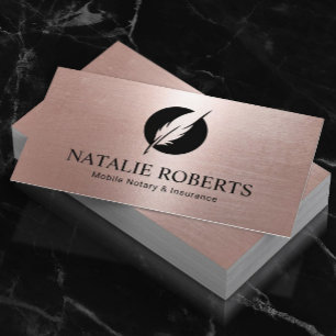Notary Loan Signing Agent Modern Ro Guld Quill Qui Visitkort