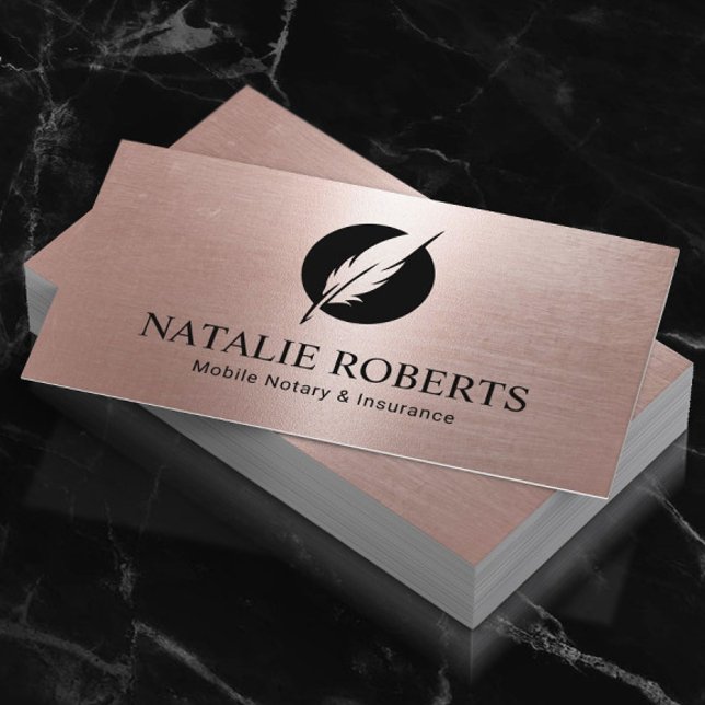 Notary Loan Signing Agent Modern Ro Guld Quill Qui Visitkort (Skapare uppladdad)