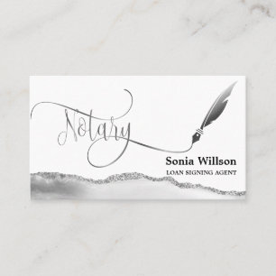 Notary Loan Signing Agent Modern Silver Agate Visitkort