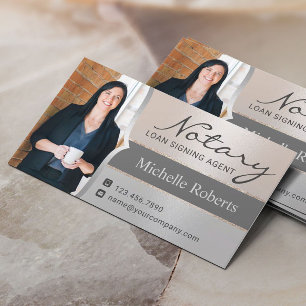 Notary Loan Signing Agent Modern Silver Photo Visitkort
