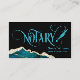 Notary Loan Signing Agent Modern Teal Agate Busin Visitkort