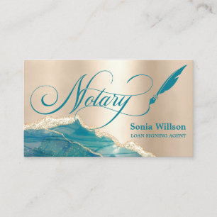Notary Loan Signing Agent Modern Teal Agate Visitkort