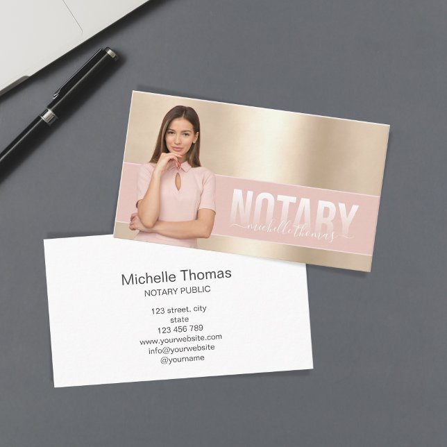 Notary Loan Signing Agent Professionell Rosa Photo Visitkort (Skapare uppladdad)