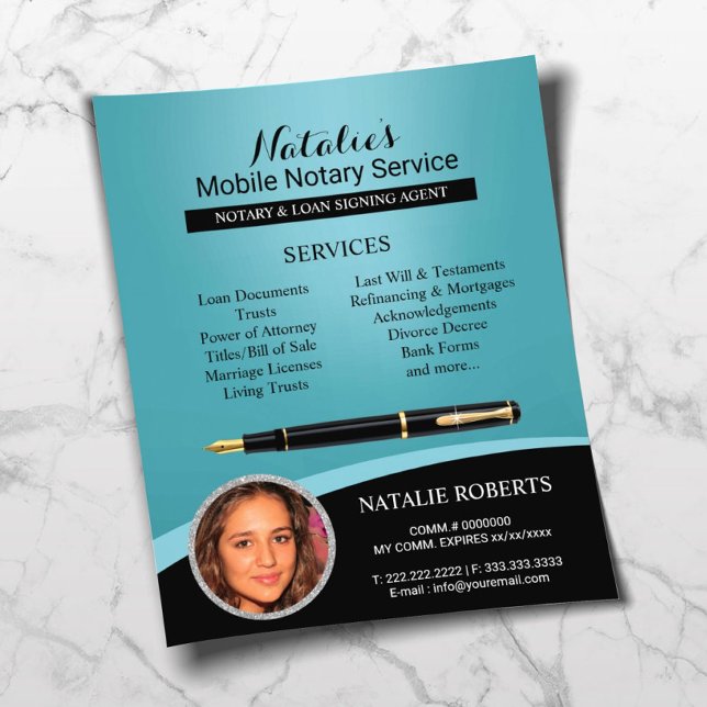 Notary Loan Signing Agent Professionell Teal Photo Flygblad (Skapare uppladdad)