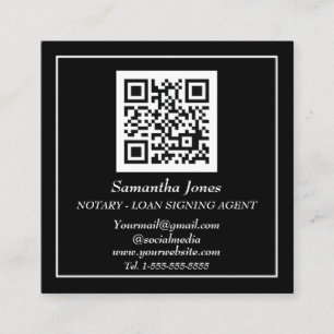 Notary Loan Signing Agent QR-kodskanningsbart svar Fyrkantigt Visitkort