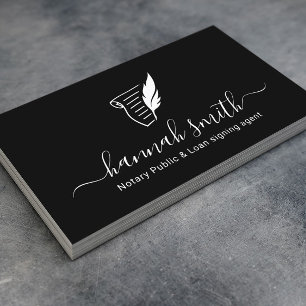 Notary Loan Signing Agent Quill Logotyp Black Visitkort