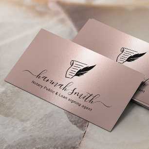 Notary Loan Signing Agent Quill Logotyp Ro Guld Visitkort