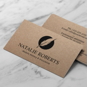 Notary Loan Signing Agent Quill Logotyp Rustic Kra Visitkort