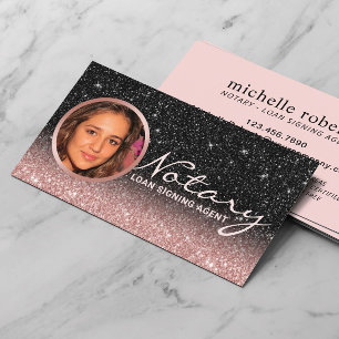 Notary Loan Signing Agent Ro Guld & Black Photo Visitkort