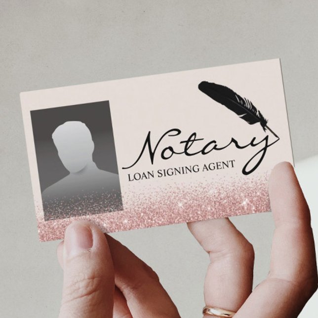 Notary Loan Signing Agent Ro Guld Glitter foto Visitkort (Skapare uppladdad)