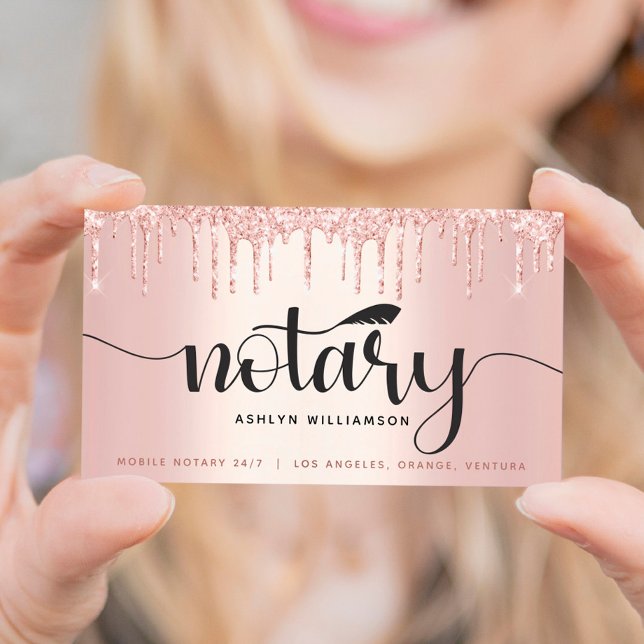 Notary Loan Signing Agent Ro Guld Glitter Visitkort (Skapare uppladdad)