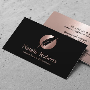 Notary Loan Signing Agent Ro Guld Quill Logotyp Visitkort
