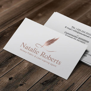 Notary Loan Signing Agent Ro Guld Quill Logotyp Visitkort
