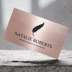 Notary Loan Signing Agent Ro Guld Quill Pen Logoty Visitkort
