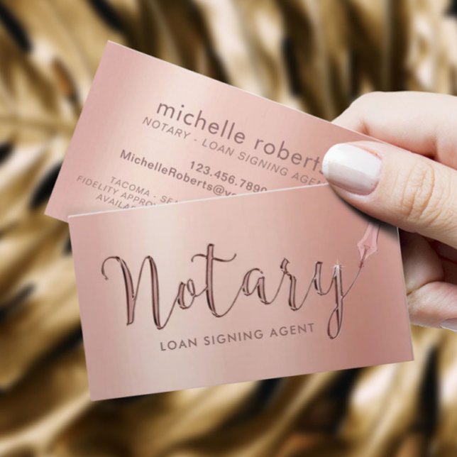 Notary Loan Signing Agent Ro Guld Typography Visitkort (Skapare uppladdad)