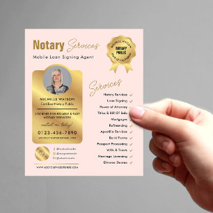 Notary Loan Signing Agent Rosa & Guld Photo Flygblad