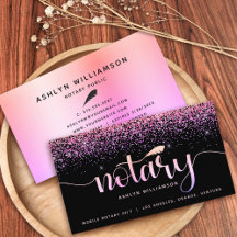 Notary Loan Signing Agent Rosa Lila Glitter Chic