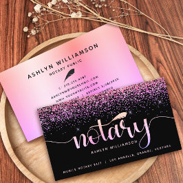 Notary Loan Signing Agent Rosa Lila Glitter Chic Visitkort