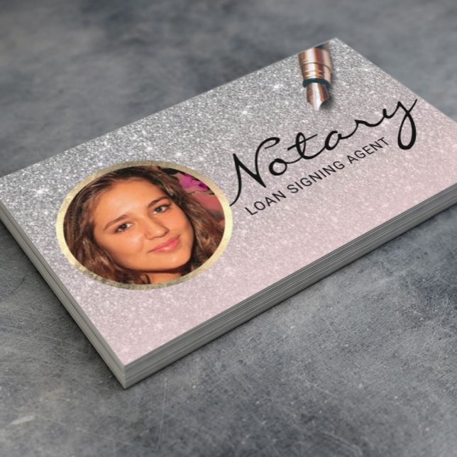 Notary Loan Signing Agent  Rosa Silver Photo Visitkort (Skapare uppladdad)