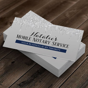 Notary Loan Signing Agent Silver Drives Navy Blue Visitkort