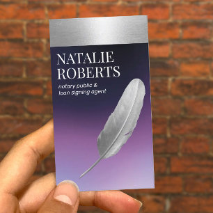 Notary Loan Signing Agent Silver Quill Lila Visitkort