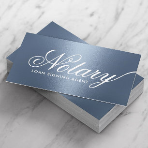 Notary Loan Signing Agent Typography Dusty Blue Visitkort