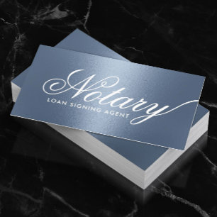 Notary Loan Signing Agent Typography Dusty Blue Visitkort