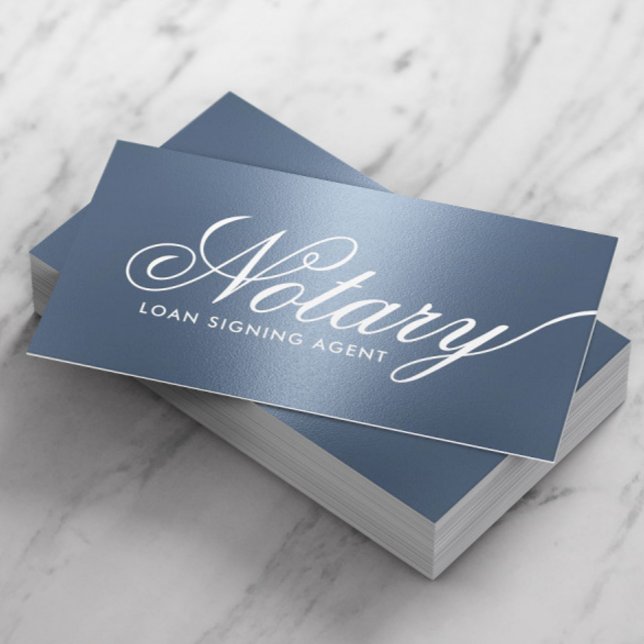 Notary Loan Signing Agent Typography Dusty Blue Visitkort (Skapare uppladdad)