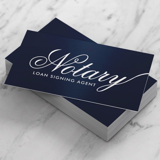 Notary Loan Signing Agent Typography Navy Blue Visitkort (Skapare uppladdad)