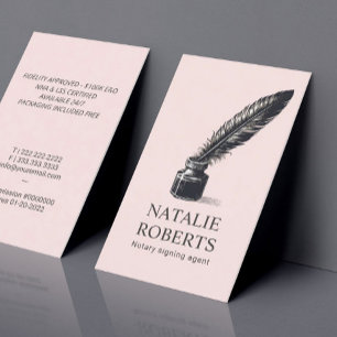 Notary Loan Signing Agent Vintage Quill Pen Visitkort
