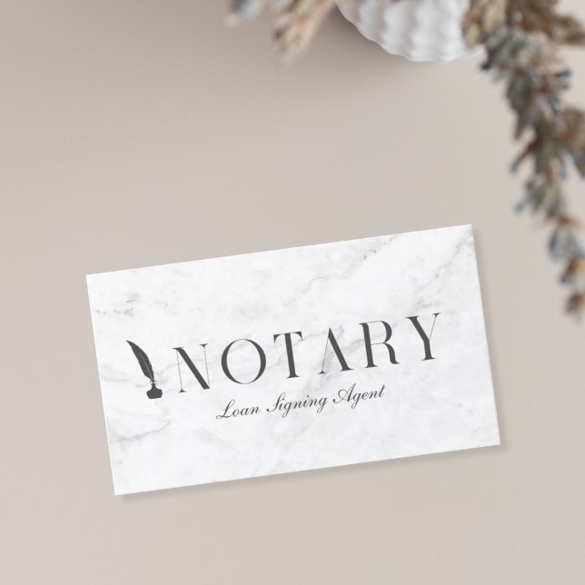Notary Loan Signing Agent White Marble Visitkort (Skapare uppladdad)