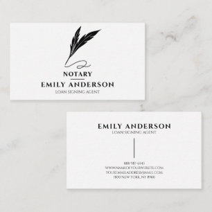 Notary Loan Singing Agent Minimum Feather Quill Visitkort