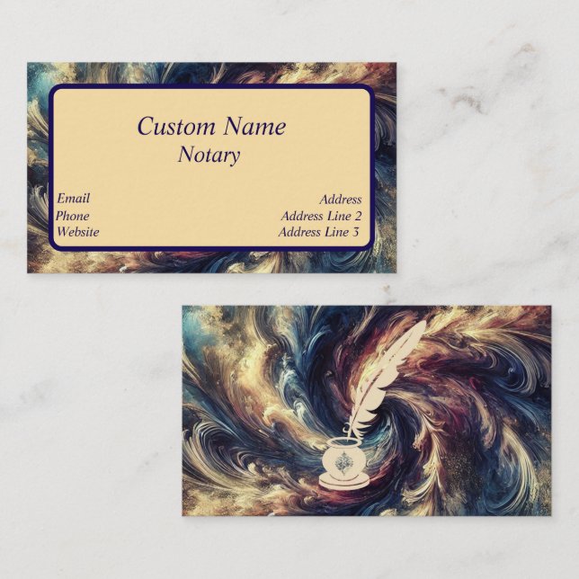 Notary Modern Abstrakt Art Visitkort (Fram/baksida)