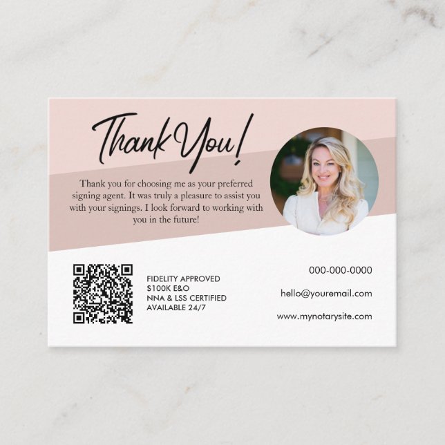 Notary Pastel Ro Loan Signing Tack Business Visitkort (Framsida)