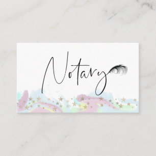 *~* NOTARY Pen Feather Signing Agent PHOTO Stars Visitkort