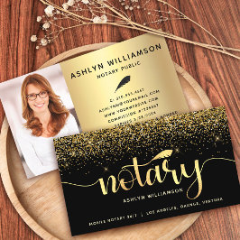 Notary Photo Black Guld Glitter Loan Signing Agent Visitkort