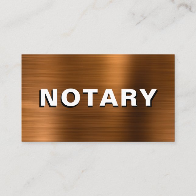 *~* NOTARY PHOTO COPPER METALL Signing Agent  Visitkort (Framsida)