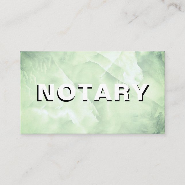 *~* NOTARY PHOTO Grönt MARBLE SigBLE Agent Visitkort (Framsida)