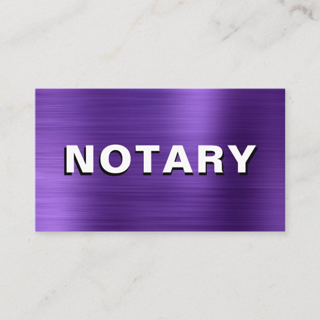 *~* NOTARY PHOTO METALL LILA Signing Agent Visitkort (Framsida)