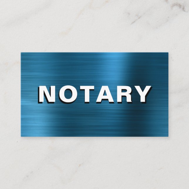 *~* NOTARY PHOTO METALL TEAL Signing Agent Visitkort (Framsida)