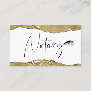 *~* NOTARY PHOTO Pen Feather Signing Agent GULD Visitkort