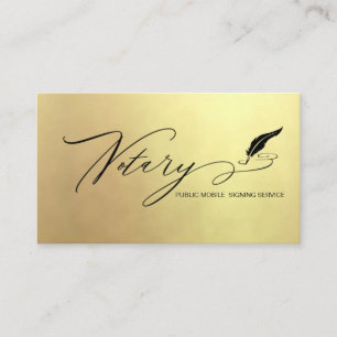 *~* NOTARY PHOTO Quill Feather Signing Agent Guld Visitkort
