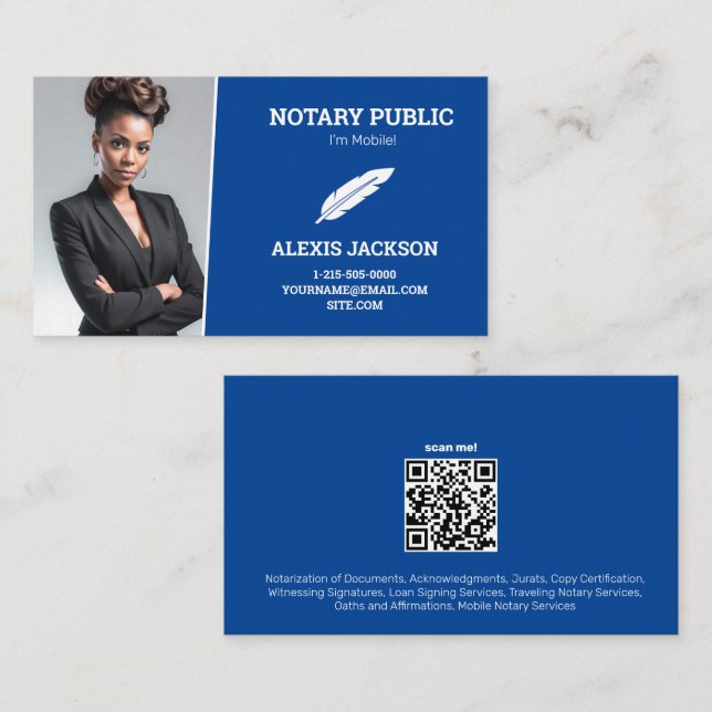 Notary Public Anpassningsbar Photo Visitkort (Fram/baksida)