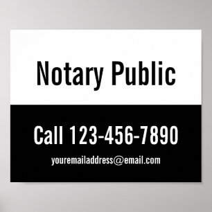Notary Public Black and White-mall Poster