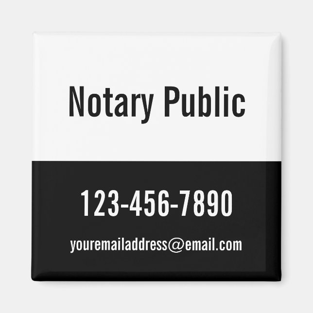 Notary Public Black and White Promocing Template Magnet (Framsidan)