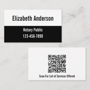 Notary Public Black and White QR-kod Visitkort