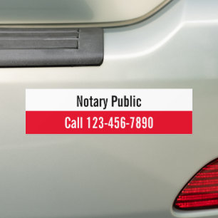 Notary Public Black White and Red Mobil Number Bildekal