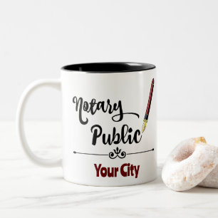 Notary Public Burgundy Bläck Pen Customized City Två-Tonad Mugg