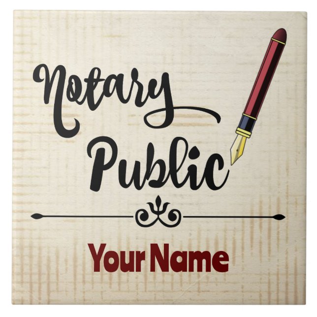 Notary Public Burgundy Bläck Pen Customized Namn Kakelplatta (Framsidan)