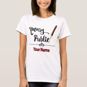 Notary Public Burgundy Bläck Pen Customized Namn T Shirt